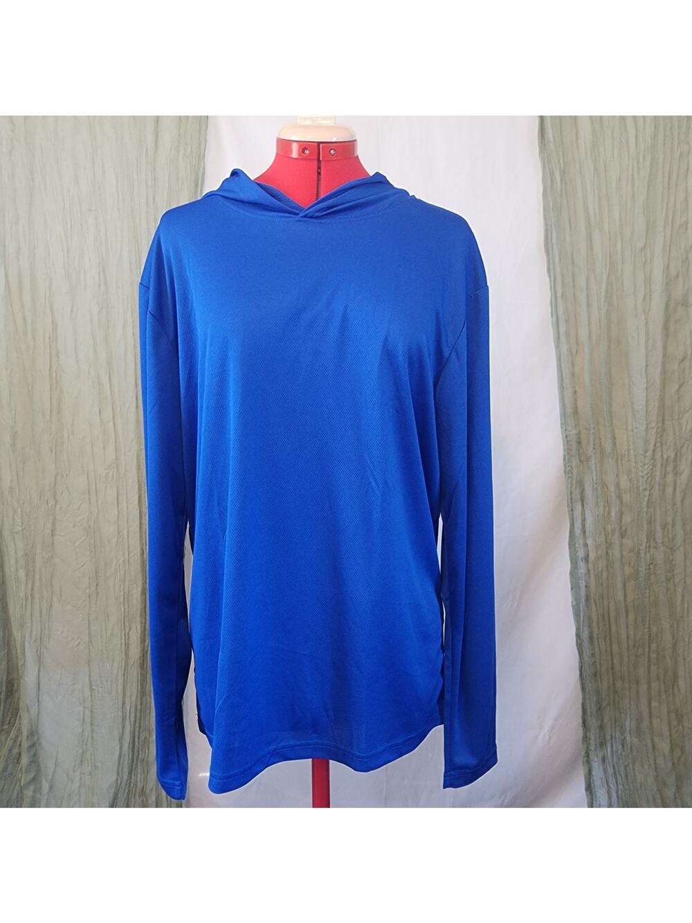 NWT Performance Sports Blue Long Sleeve Athletic Stretch Hoodie Shirt Size L